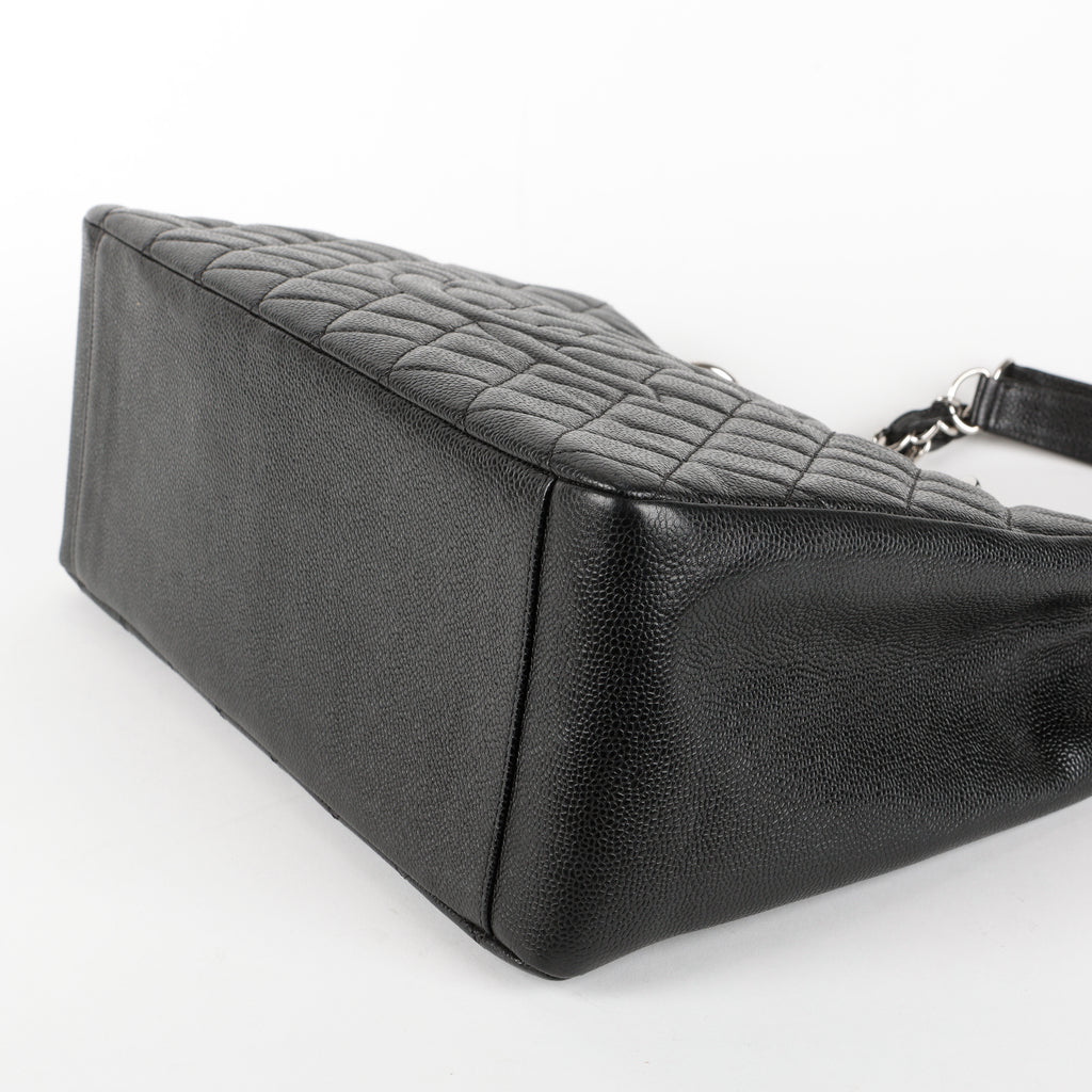 Grand Shopping Tote, Black Quilted Caviar