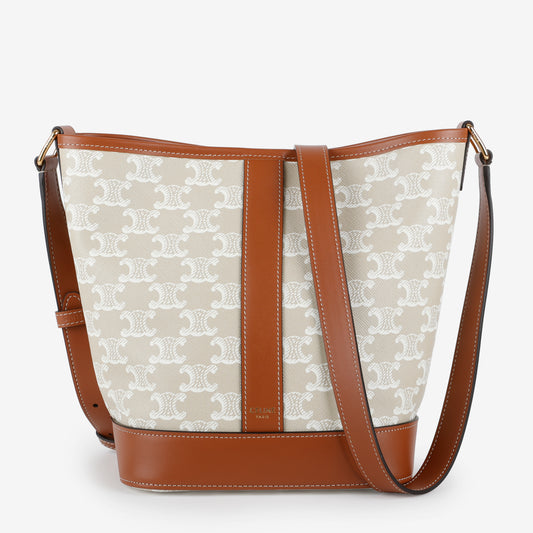 Triomphe Bucket Bag, Cream