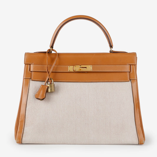 Kelly 32, Toile H Gold Box Leather