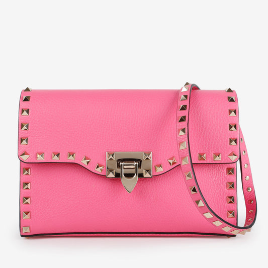 Medium Rockstud Flap Crossbody, Pink