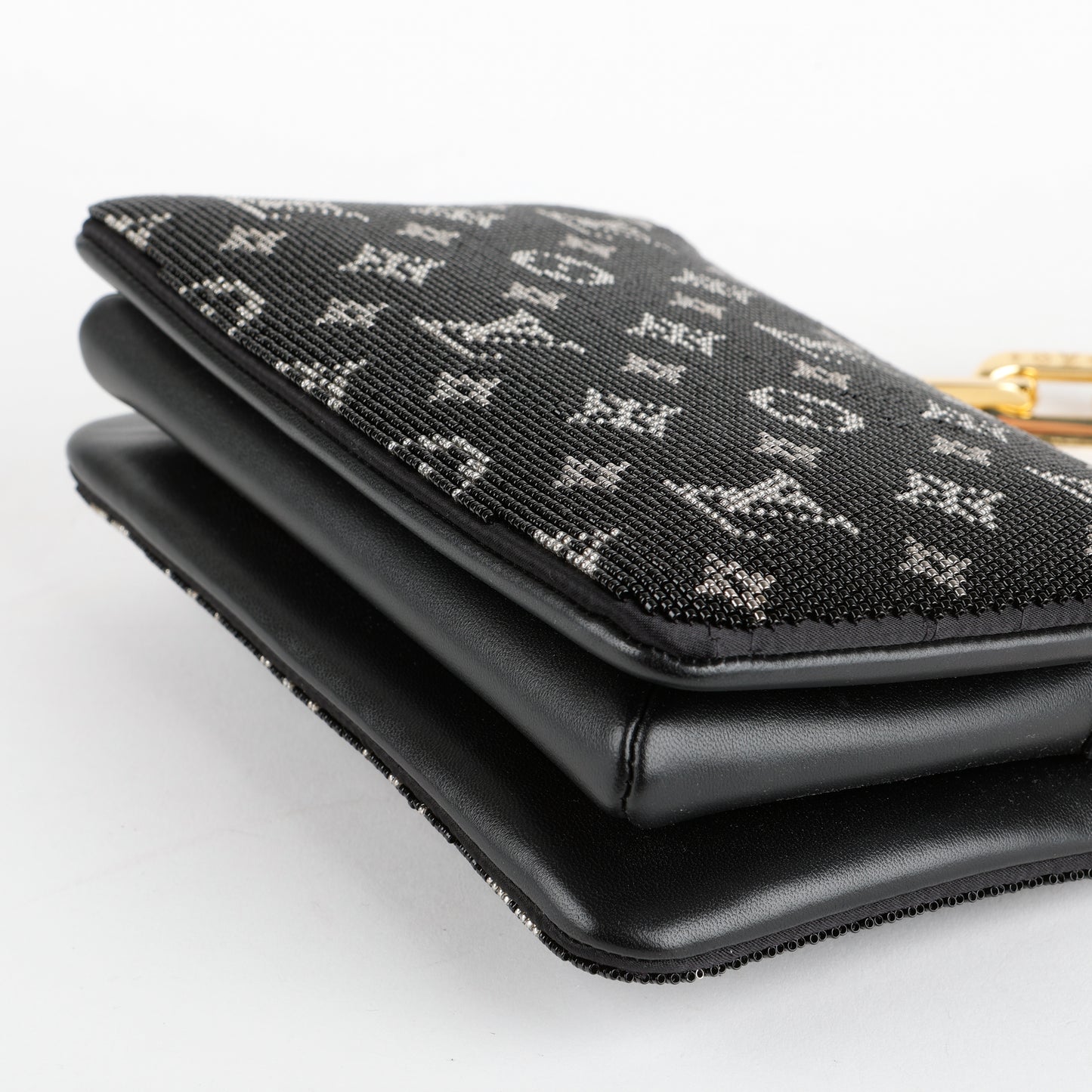 Beaded Coussin BB, Black Silver