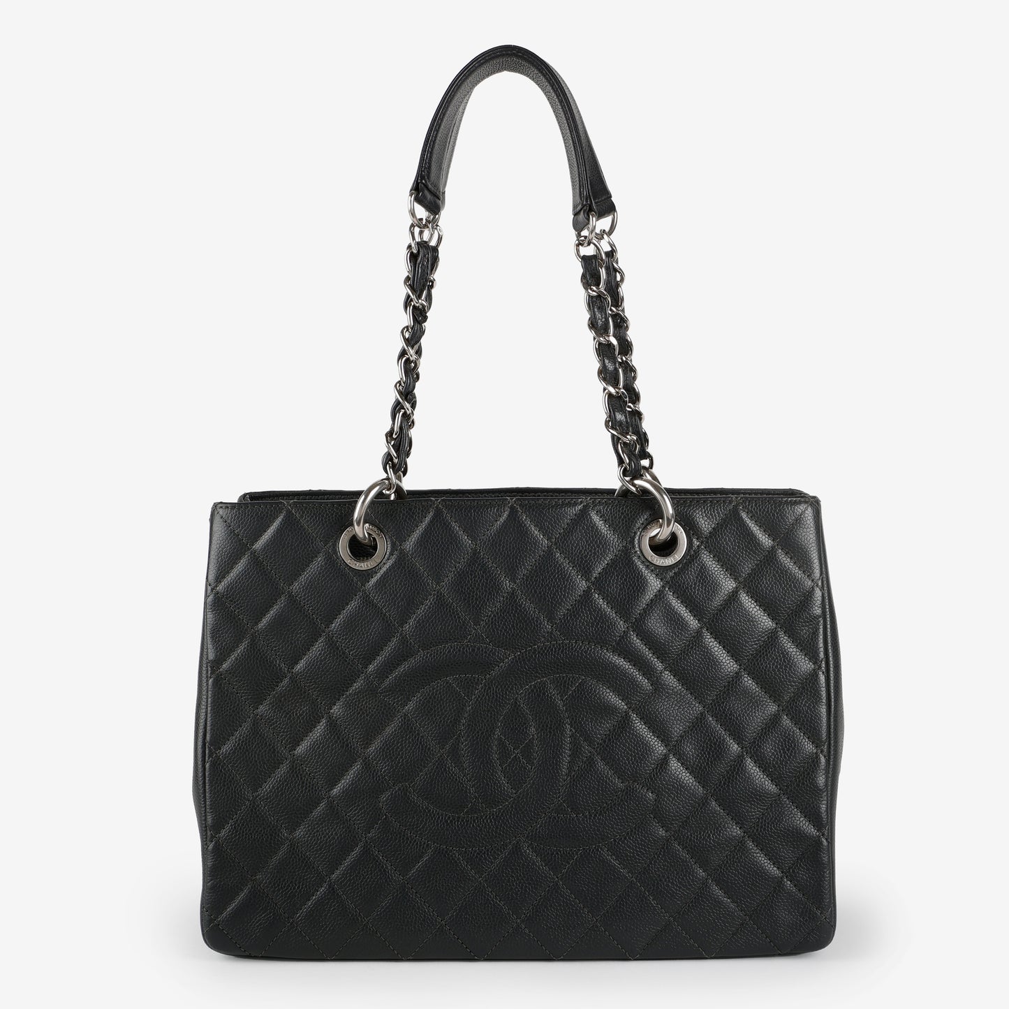 Large Grand Shopping Tote, Dark Grey Caviar SHW