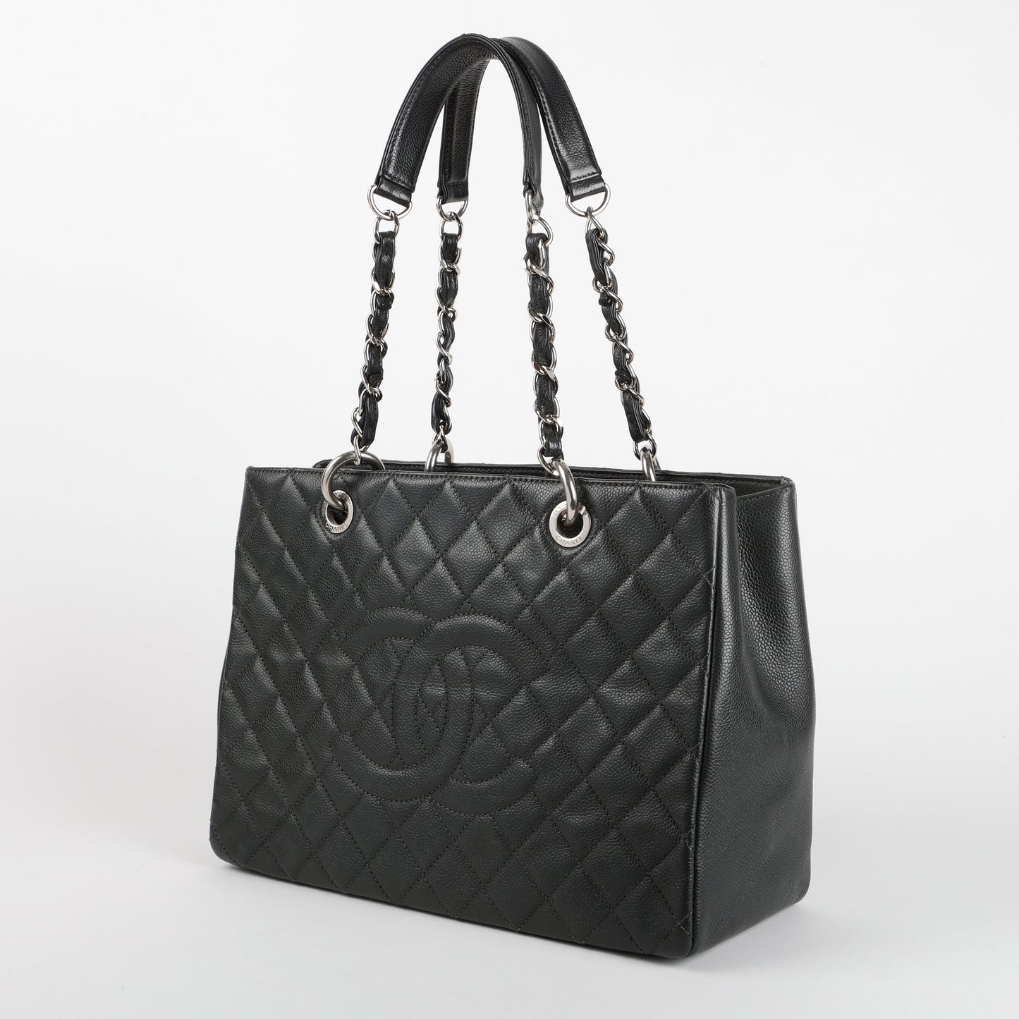 Large Grand Shopping Tote, Dark Grey Caviar SHW