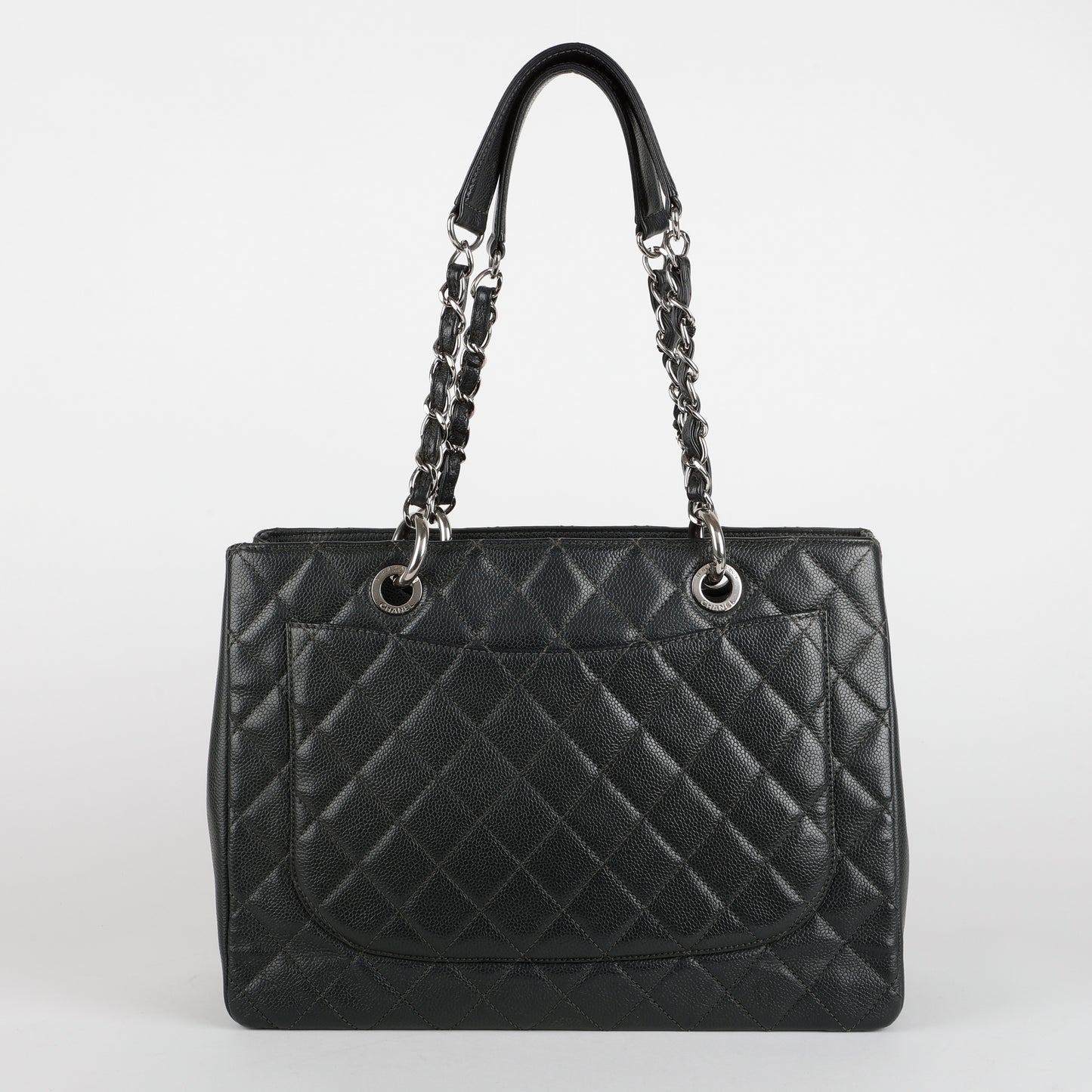Large Grand Shopping Tote, Dark Grey Caviar SHW