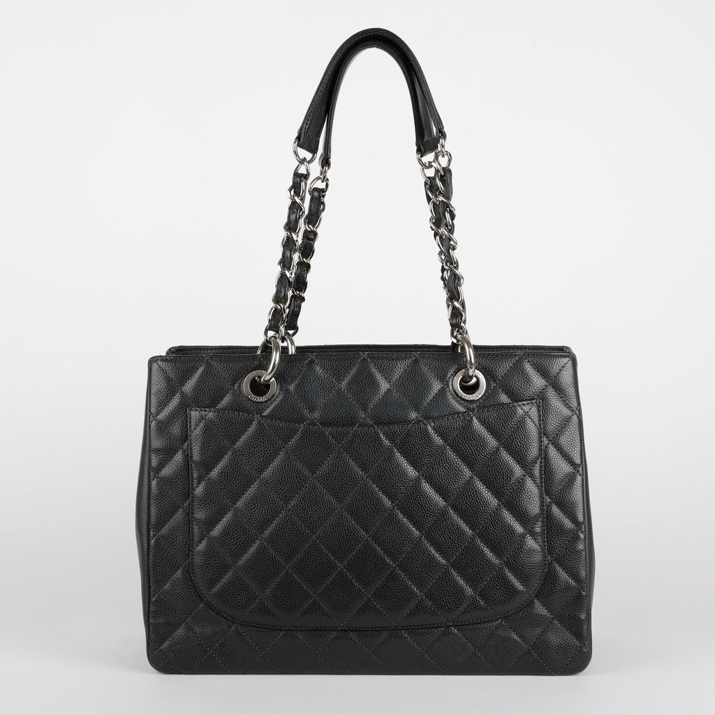 Large Grand Shopping Tote, Dark Grey Caviar SHW