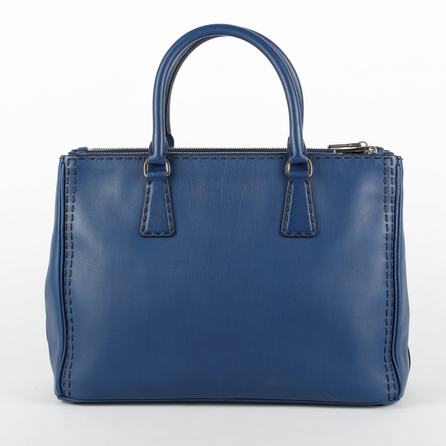 Medium Stitched City Galleria, Blue Calfskin