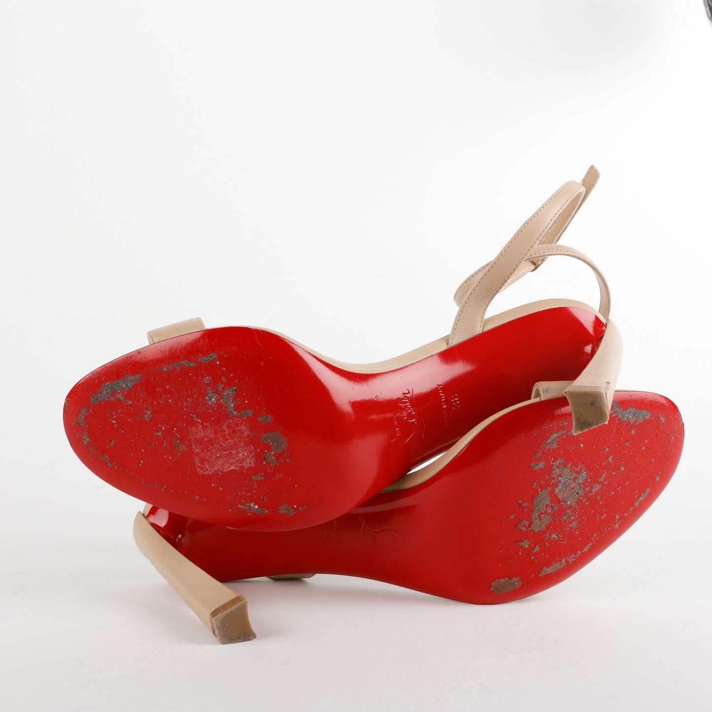 Nude Strap Sandal Heel Red Bottoms