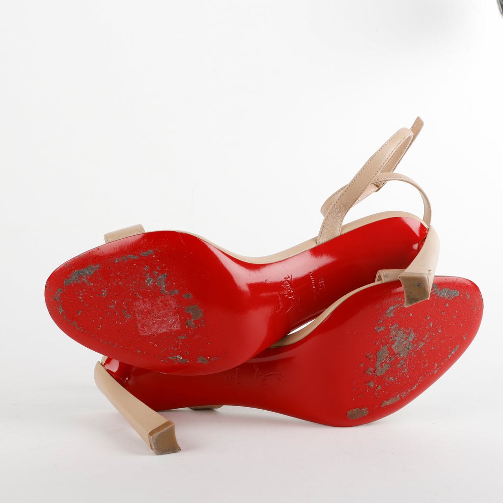 Nude Strap Sandal Heel Red Bottoms