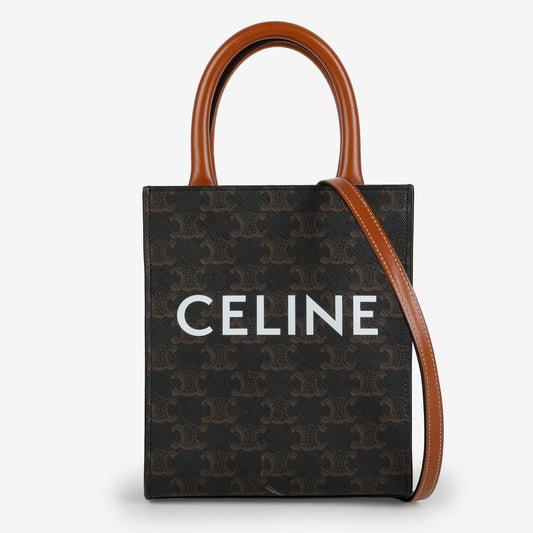 Mini Vertical Cabas Tote, Canvas/Brown