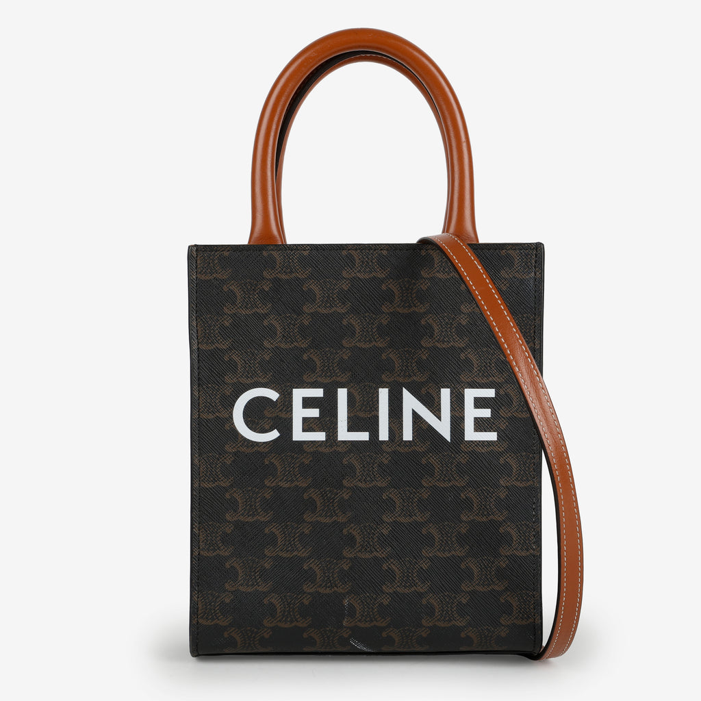 Mini Vertical Cabas Tote, Canvas/Brown