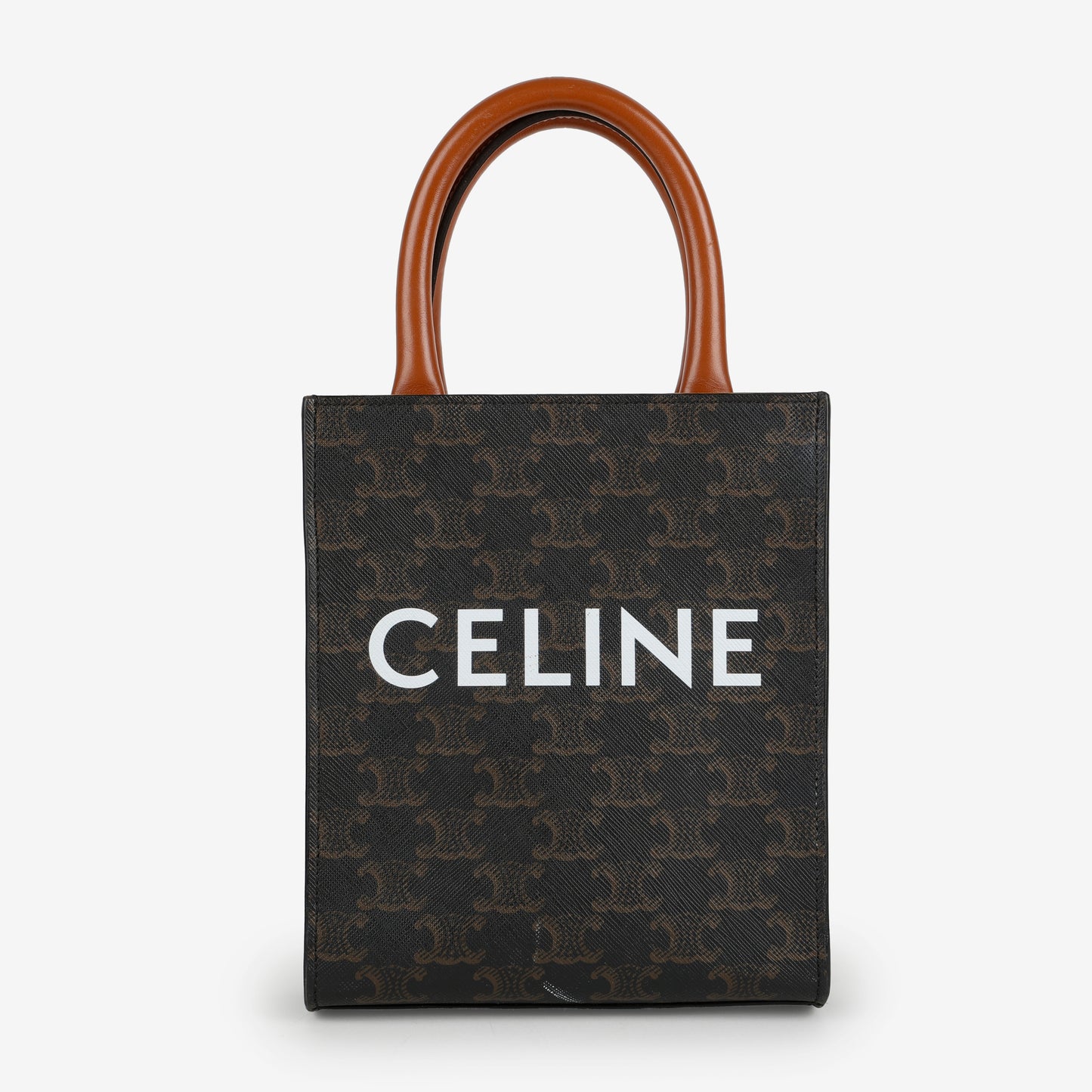Mini Vertical Cabas Tote, Canvas/Brown