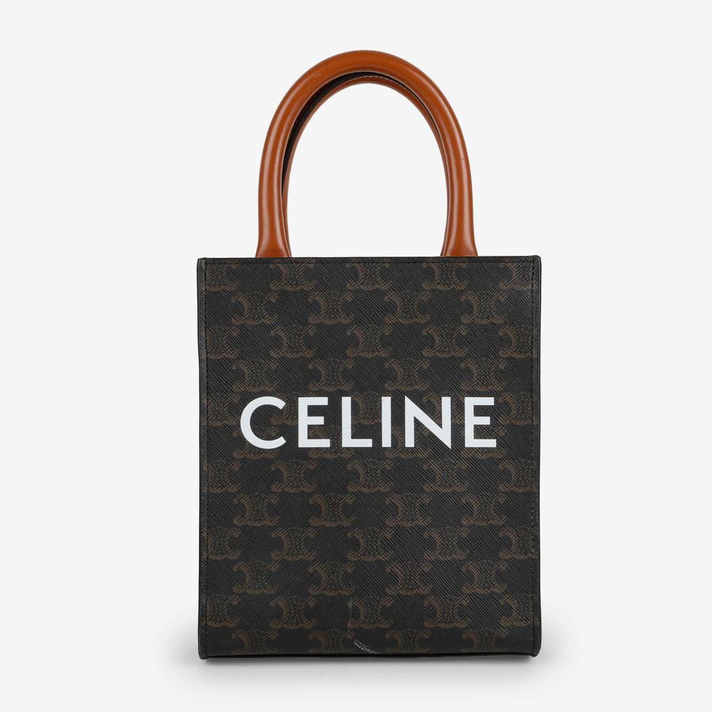 Mini Vertical Cabas Tote, Canvas/Brown