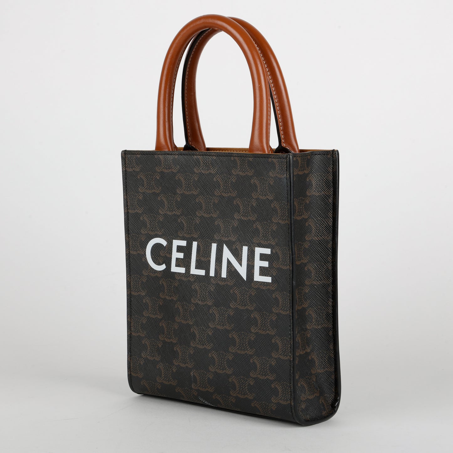 Mini Vertical Cabas Tote, Canvas/Brown