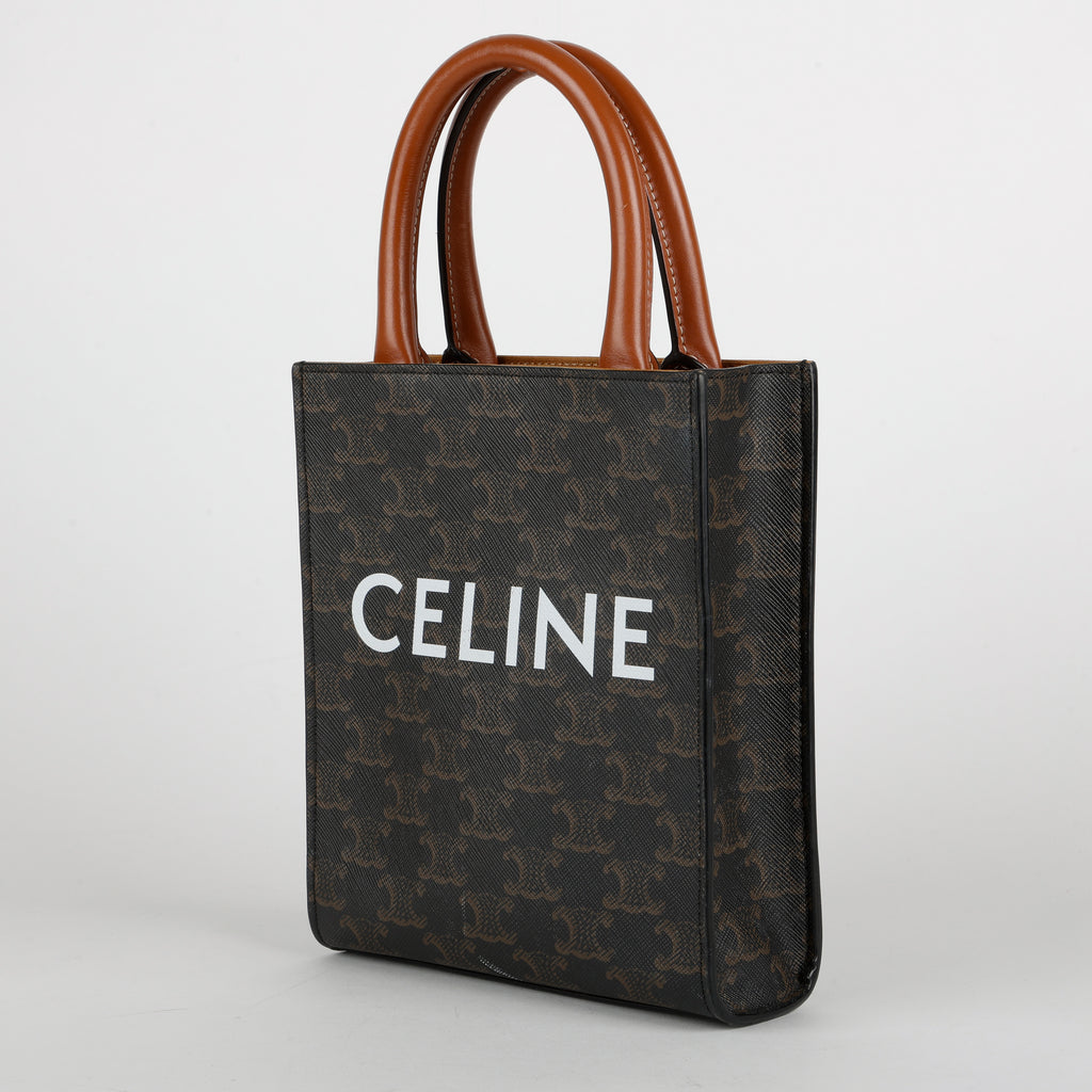 Mini Vertical Cabas Tote, Canvas/Brown