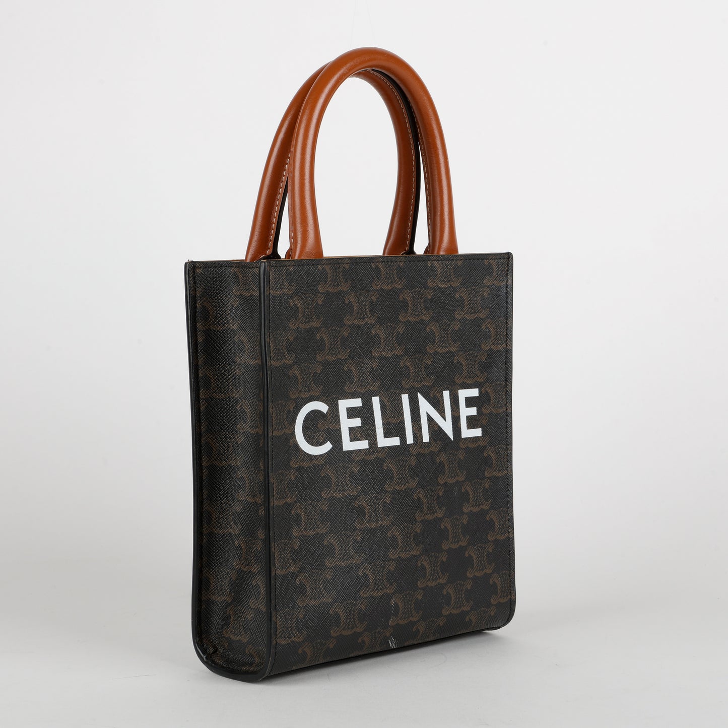 Mini Vertical Cabas Tote, Canvas/Brown