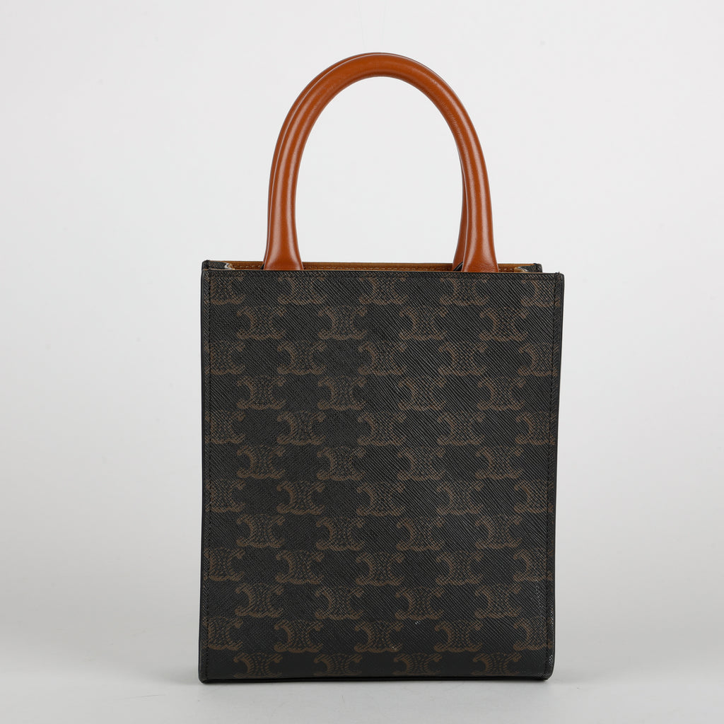 Mini Vertical Cabas Tote, Canvas/Brown