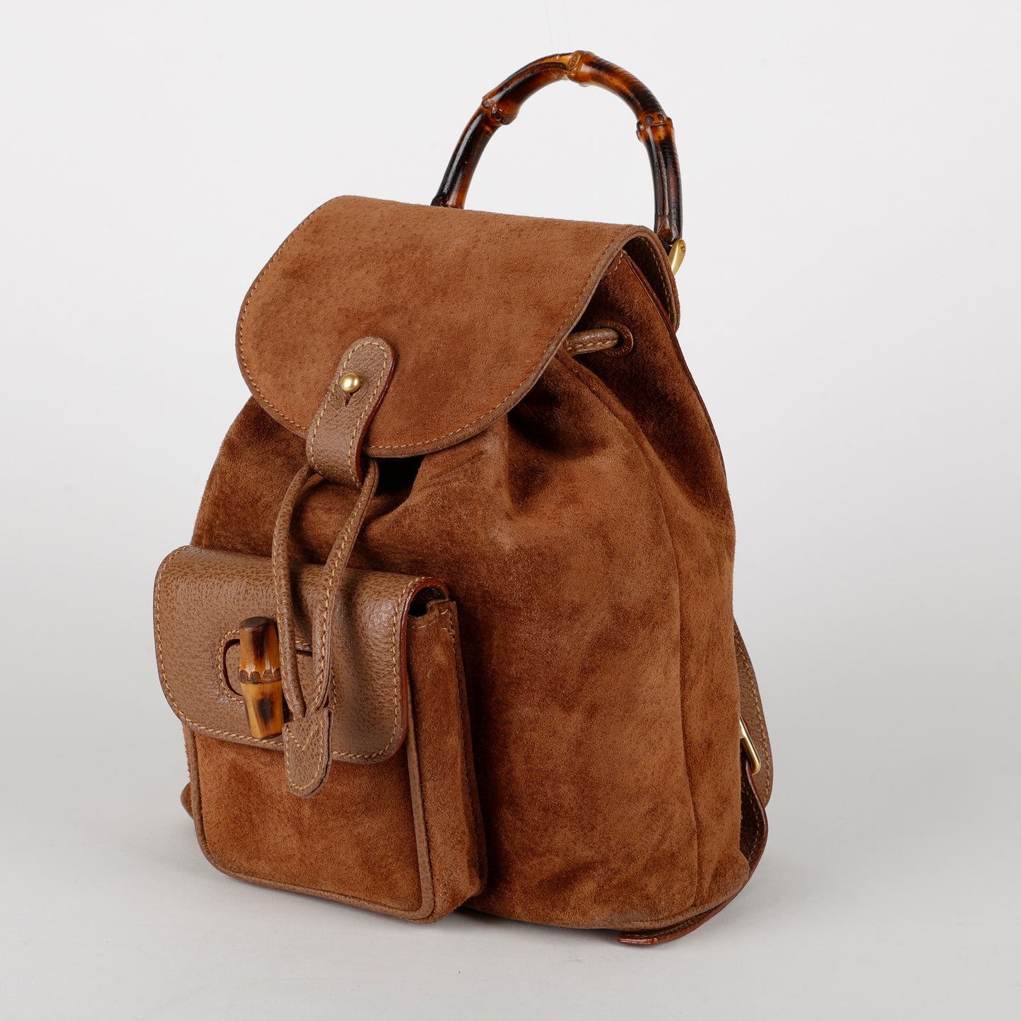 Mini Backpack Bamboo, Brown Nubuck Leather