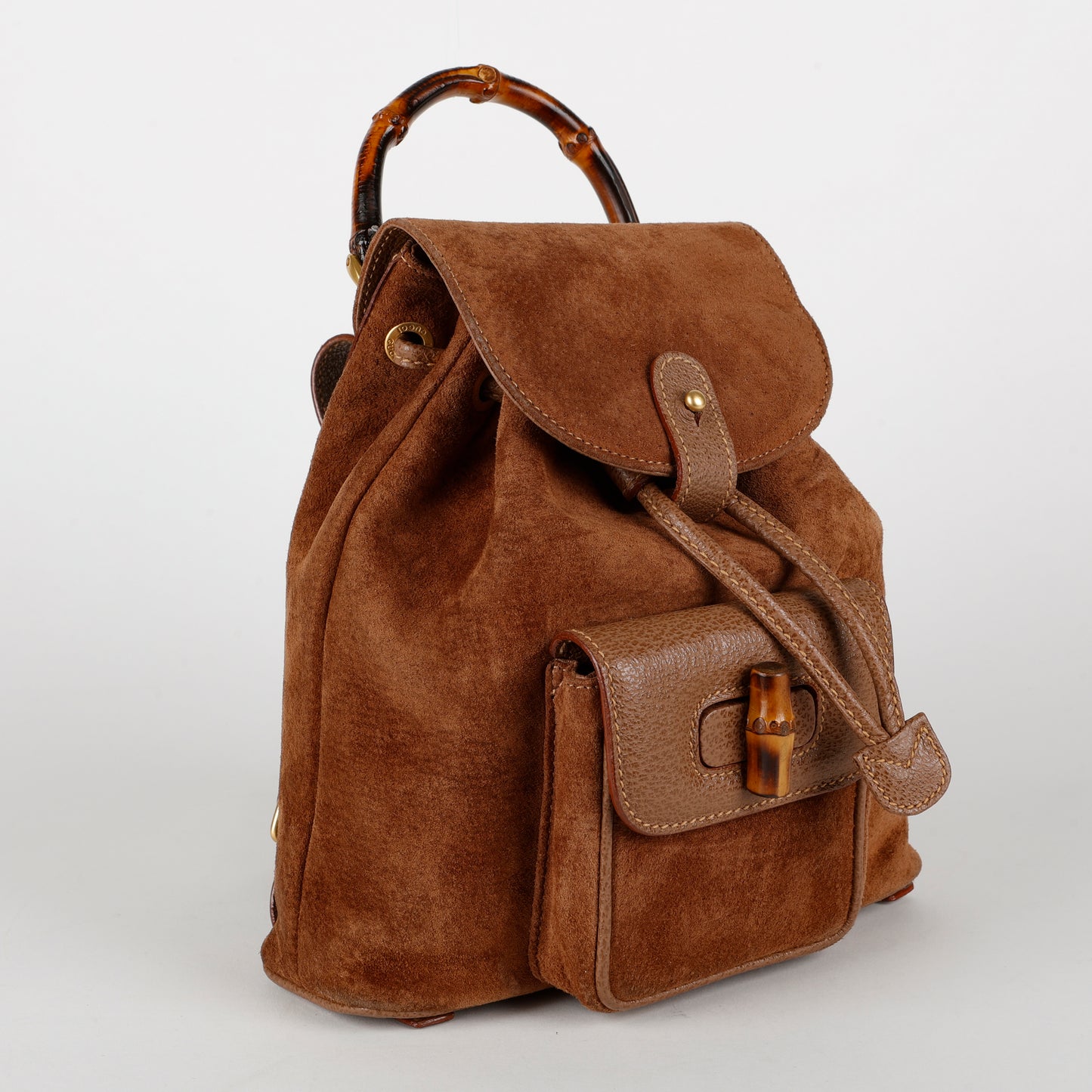 Mini Backpack Bamboo, Brown Nubuck Leather