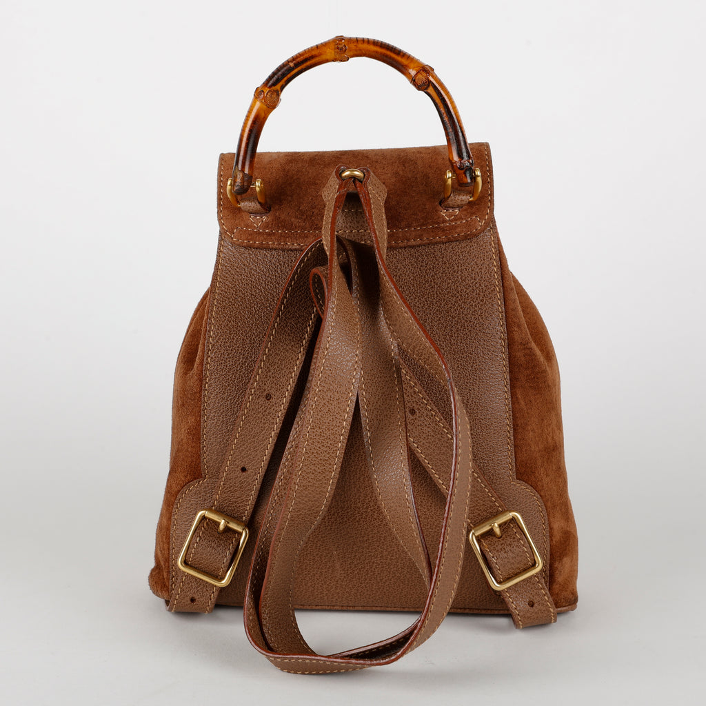 Mini Backpack Bamboo, Brown Nubuck Leather