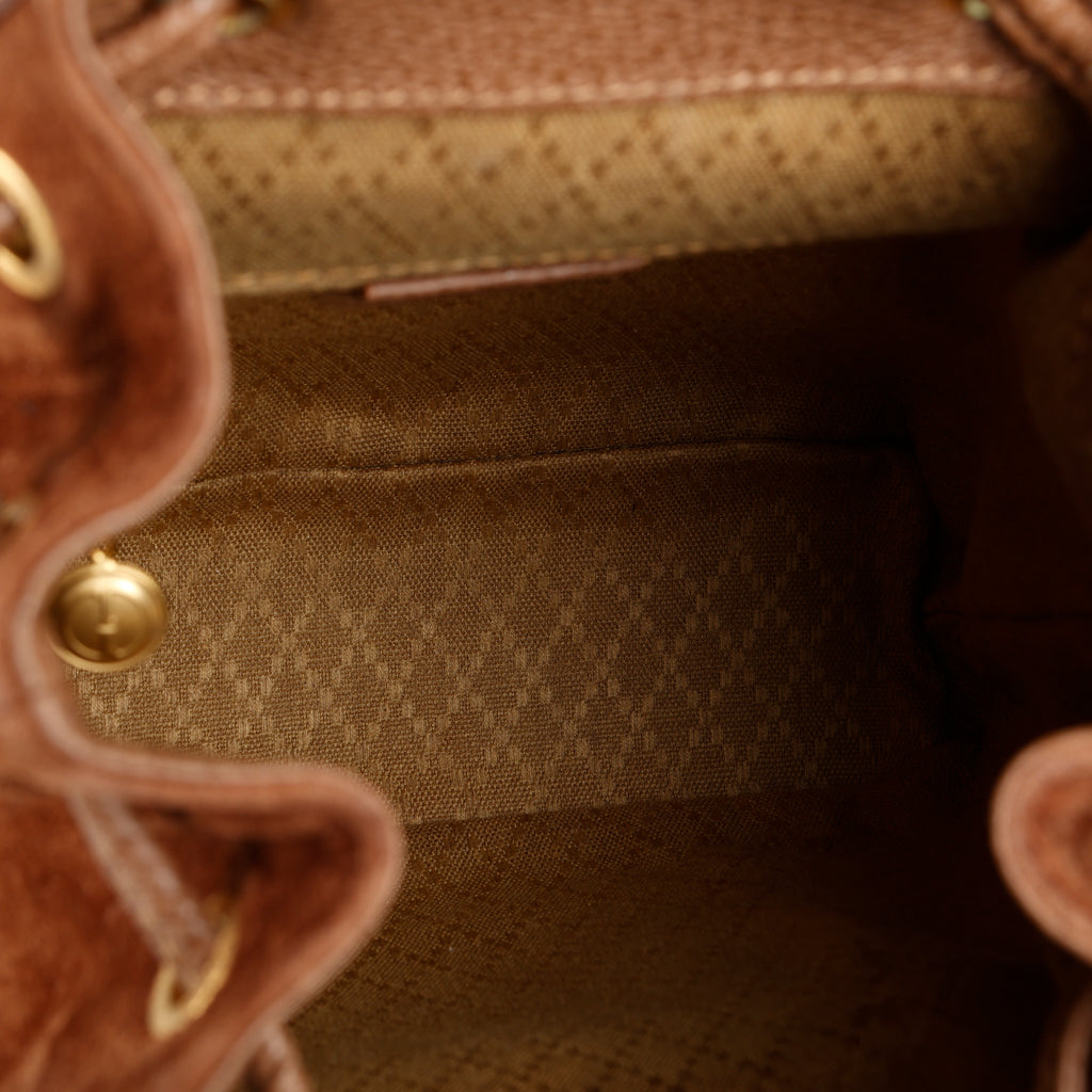 Mini Backpack Bamboo, Brown Nubuck Leather