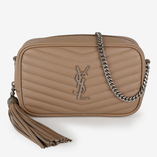 Mini Lou Camera Bag, Beige Grain de Poudre
