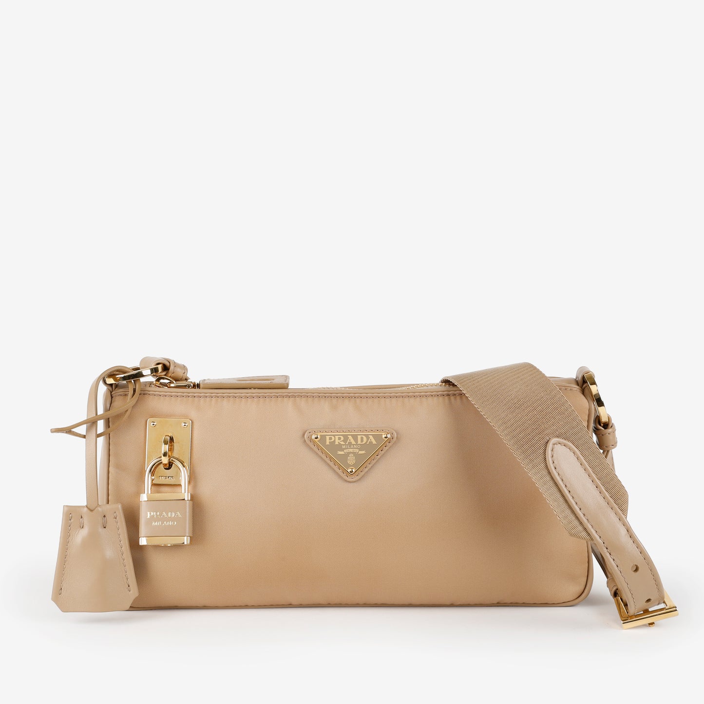 Small Re-Nylon Shoulder Bag, Beige