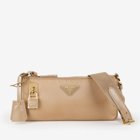 Small Re-Nylon Shoulder Bag, Beige