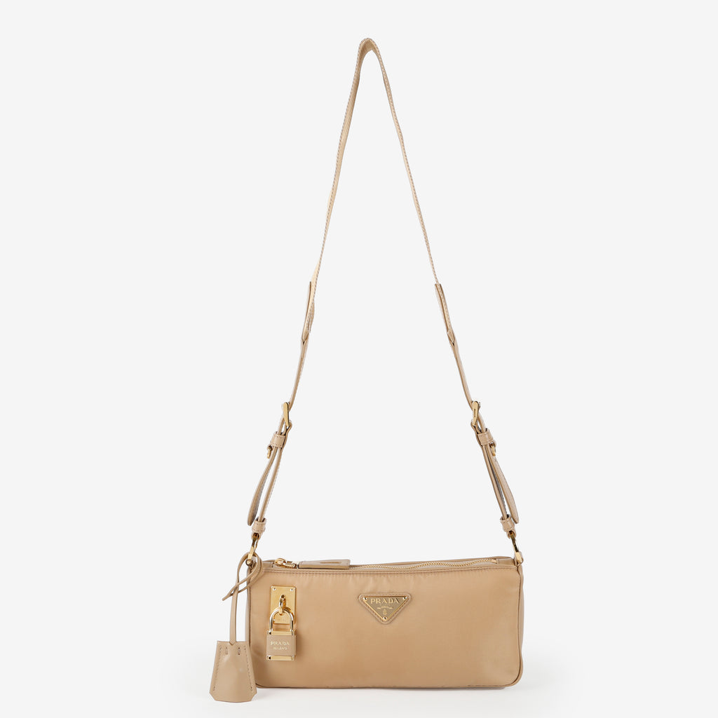 Small Re-Nylon Shoulder Bag, Beige