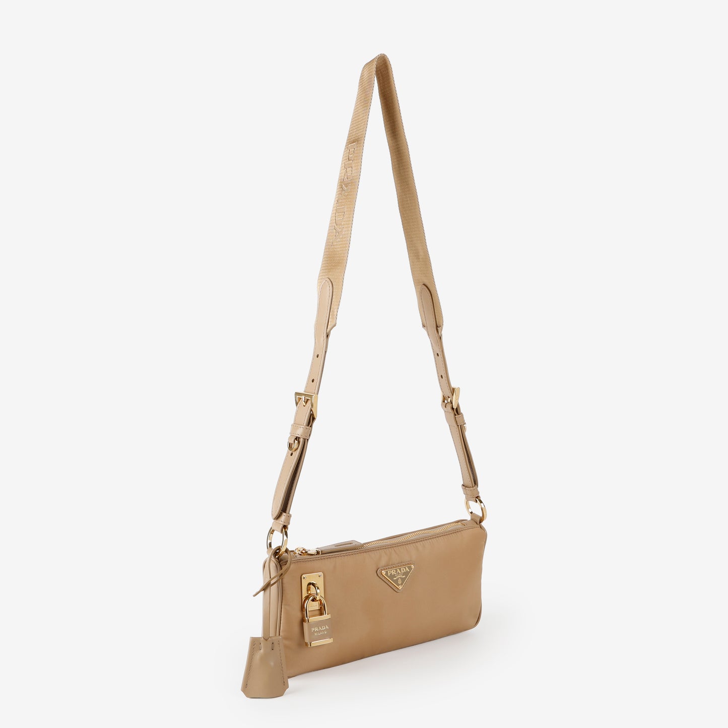 Small Re-Nylon Shoulder Bag, Beige