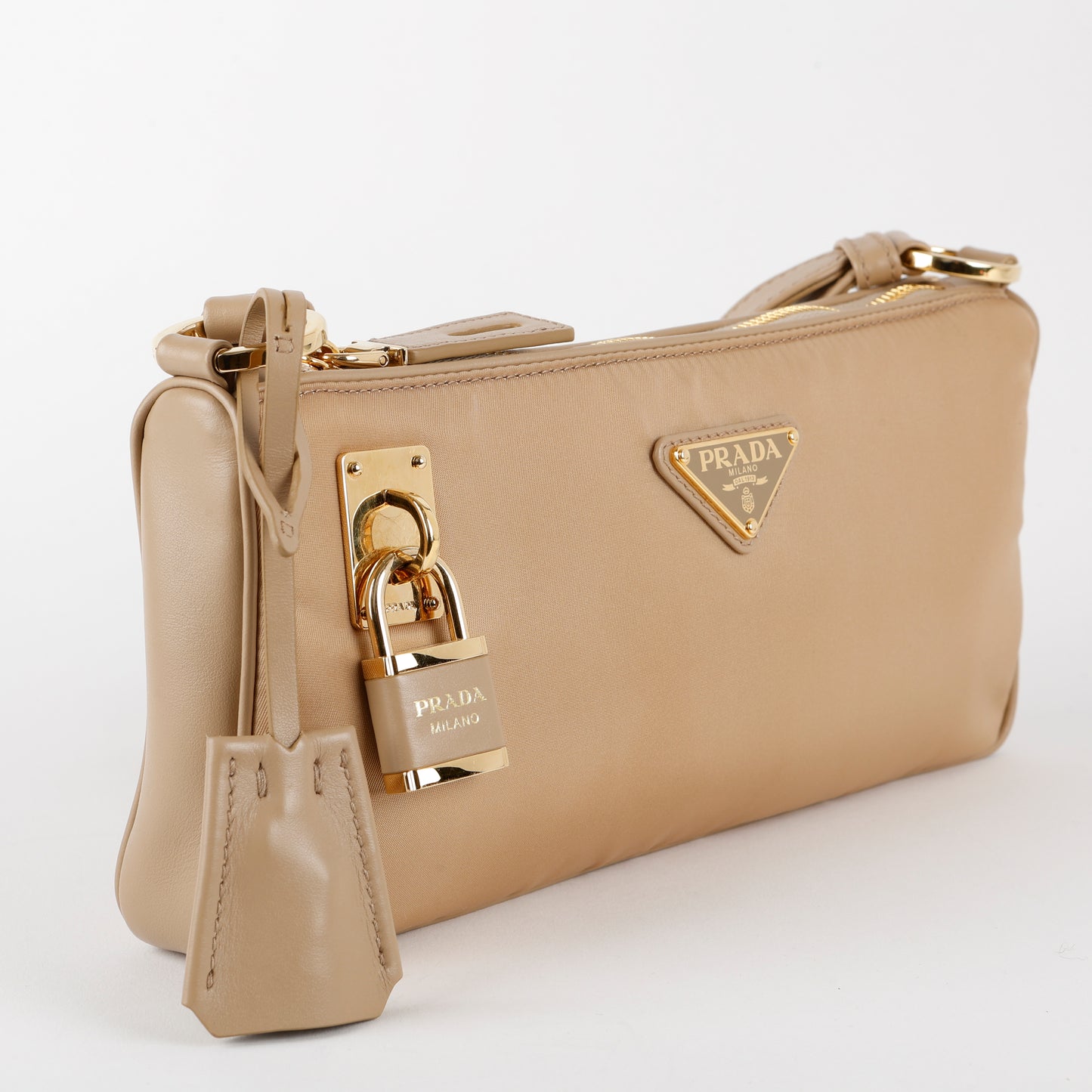 Small Re-Nylon Shoulder Bag, Beige