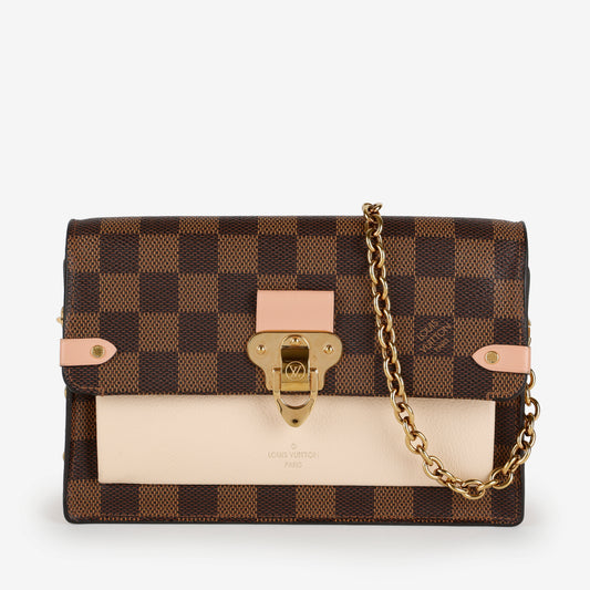 Vavin Wallet on Chain, Damier Ebene/Cream/Pink