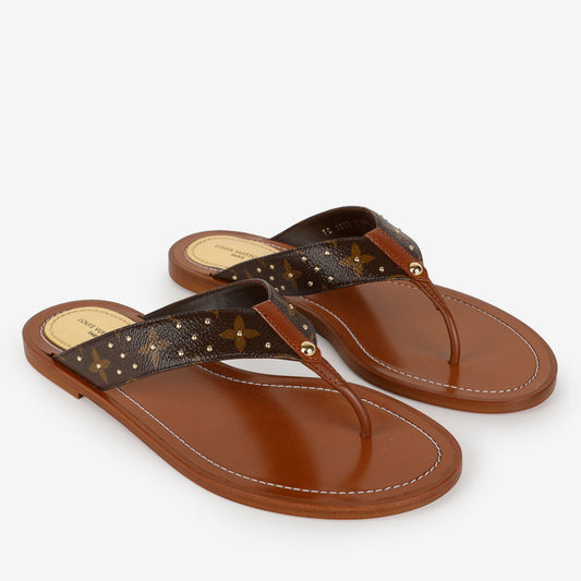 Sunny Flat Flip Flops, Brown/Monogram