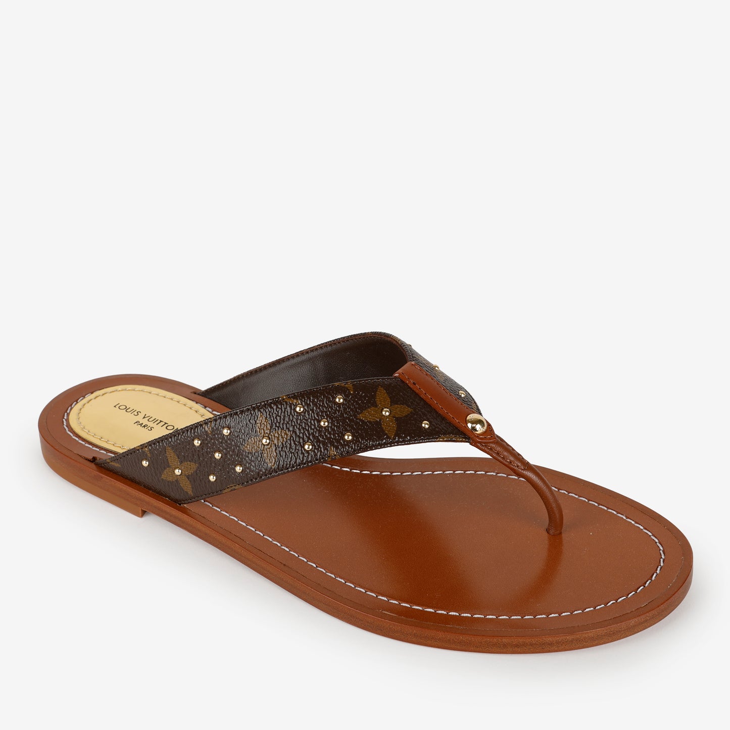 Sunny Flat Flip Flops, Brown/Monogram
