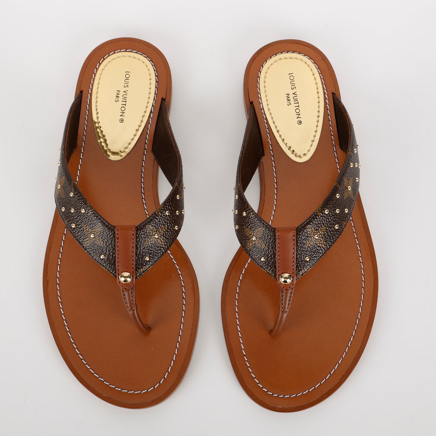 Sunny Flat Flip Flops, Brown/Monogram