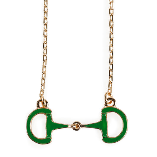 Enamel Horsebit Necklace, Green