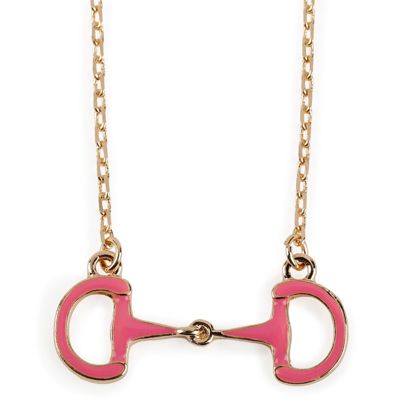 Enamel Horsebit Necklace, Pink