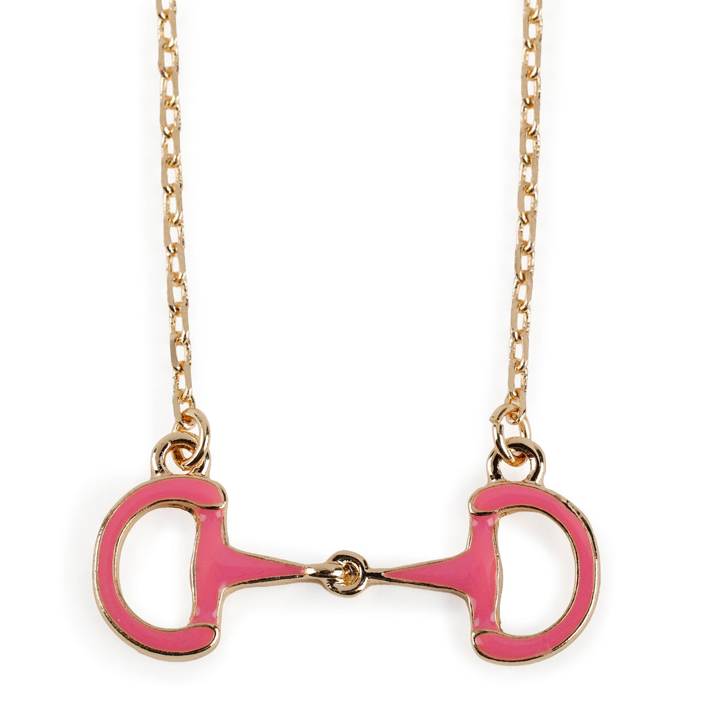Enamel Horsebit Necklace, Pink