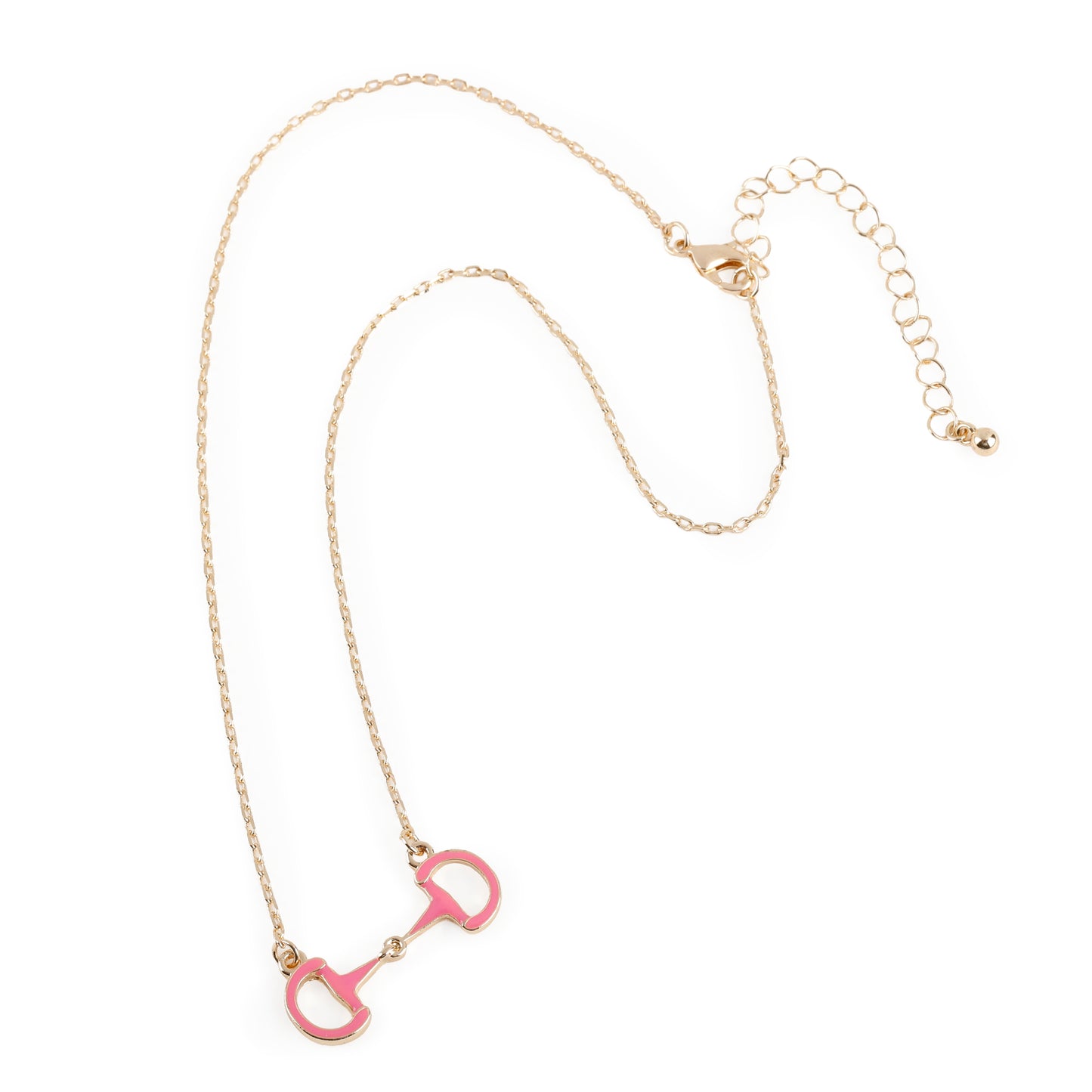 Enamel Horsebit Necklace, Pink