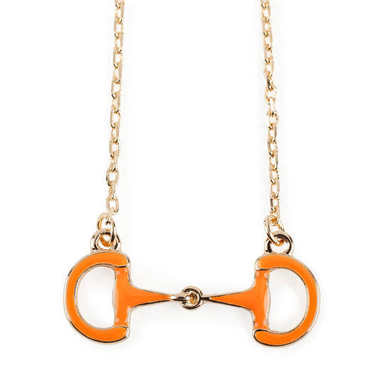 Enamel Horsebit Necklace, Orange