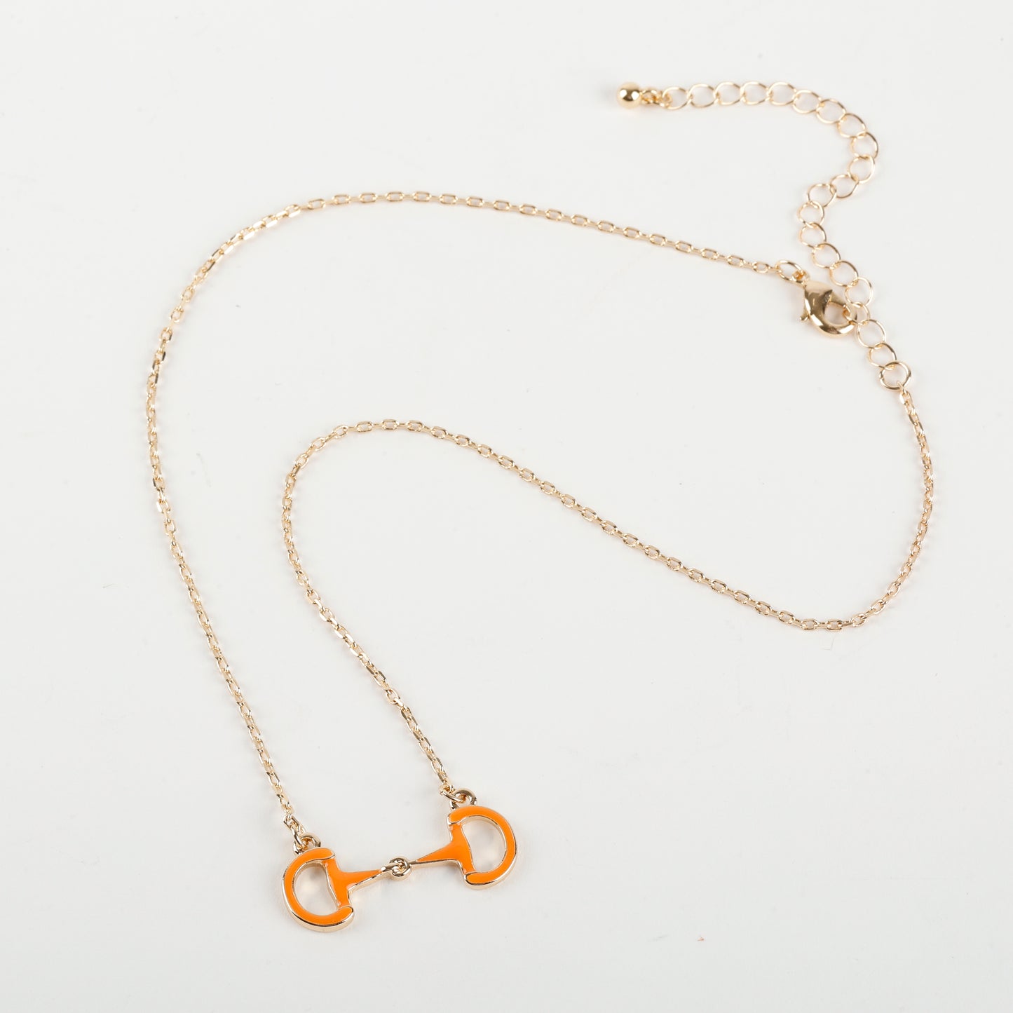 Enamel Horsebit Necklace, Orange