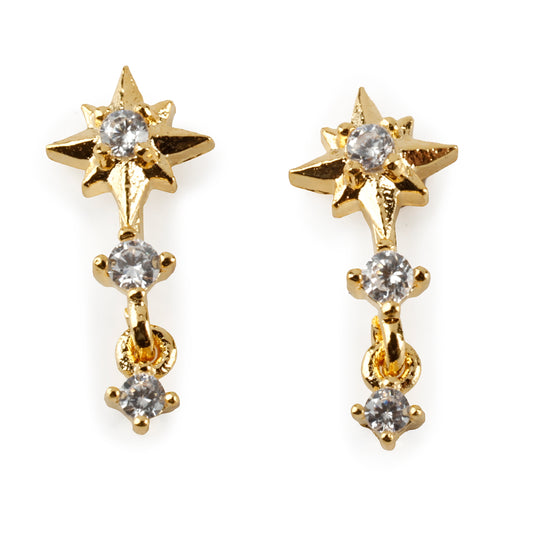 Mini Star Layered Drop Earrings, Gold