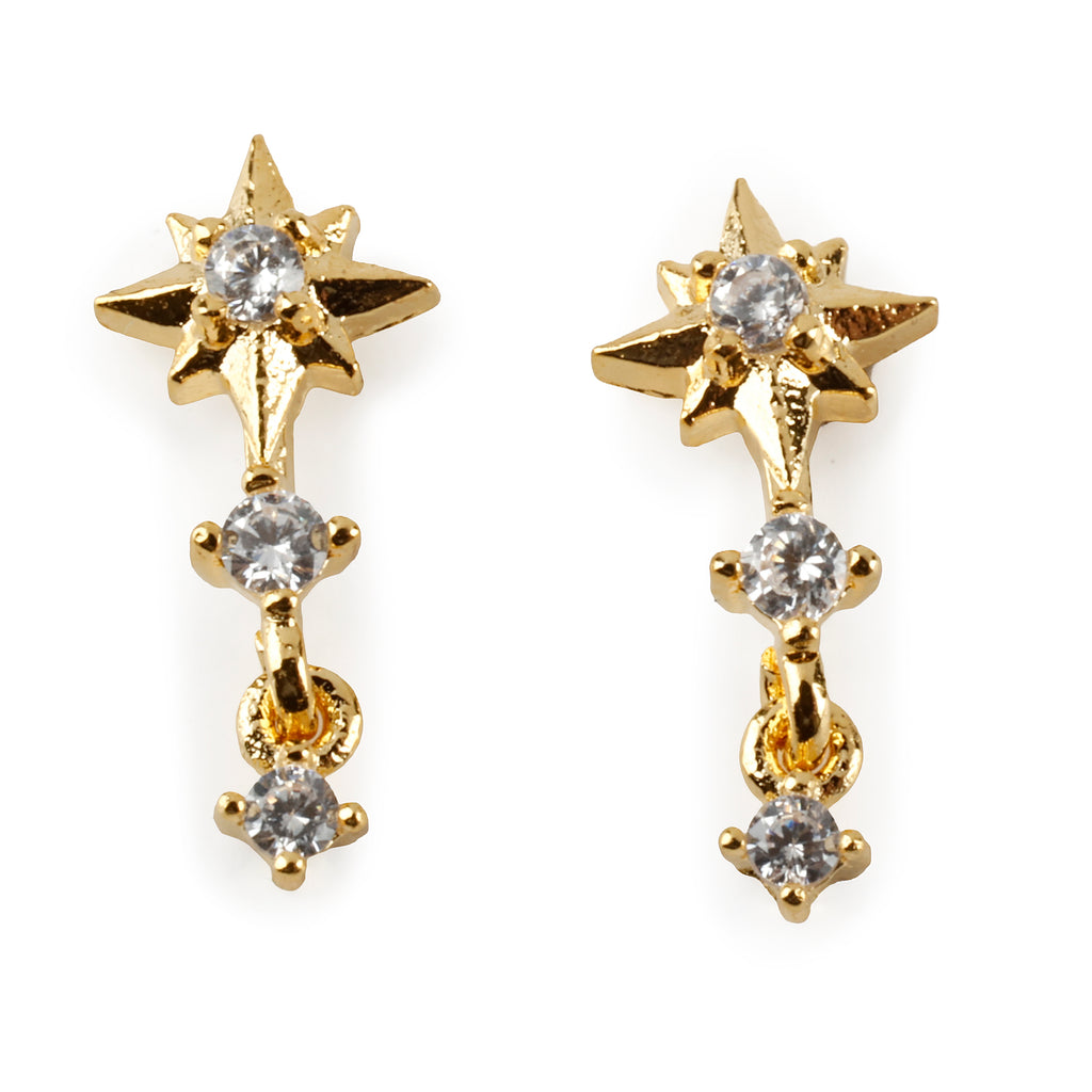 Mini Star Layered Drop Earrings, Gold