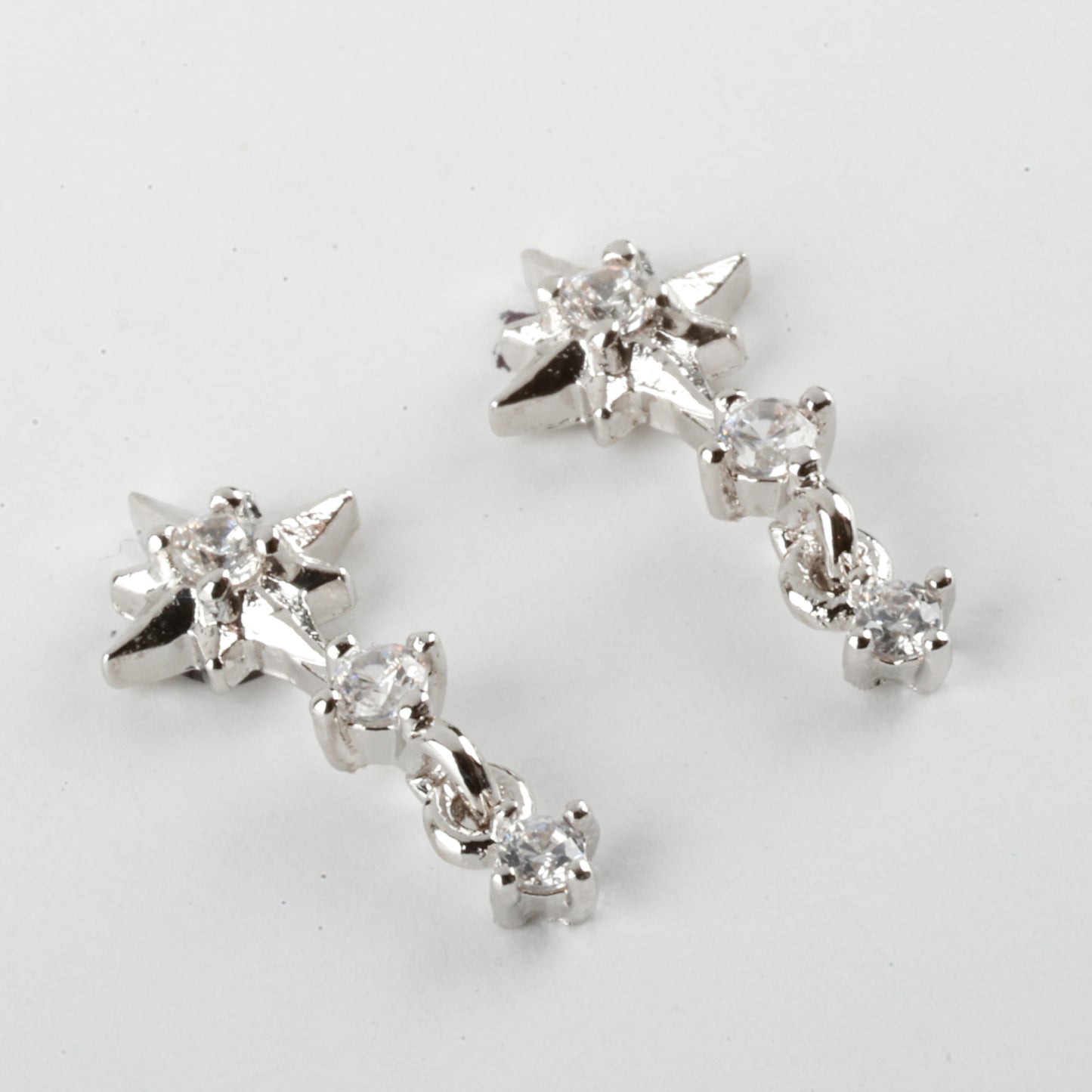 Mini Star Layered Drop Earrings,Silver
