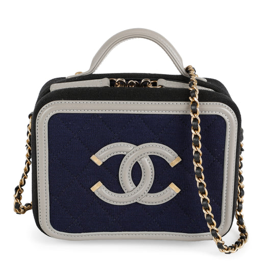 Small Jersey Filigree Vanity, Navy/Grey/Black