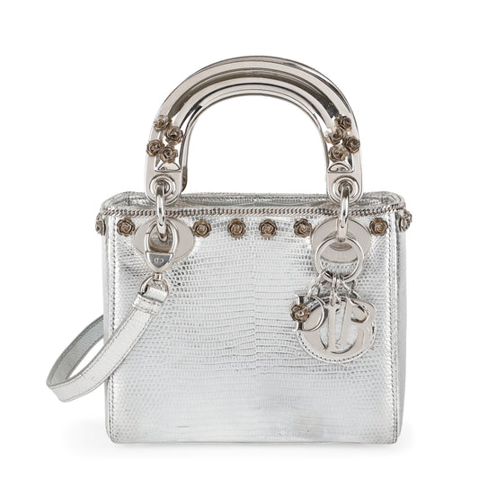 Mini Lady Dior, Silver Lizard Applique