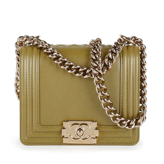 Small Square Boy Flap, Green Caviar