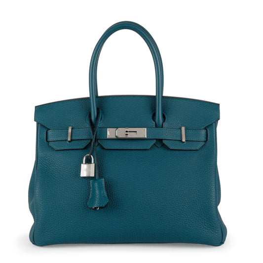Birkin 30 Clemence Vert Bosphore/Bleu Ocean