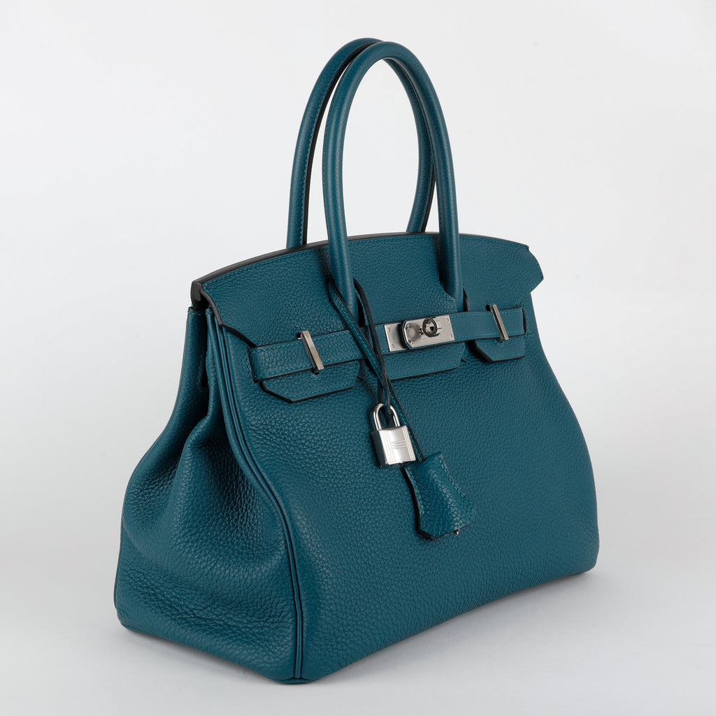Birkin 30 Clemence Vert Bosphore/Bleu Ocean