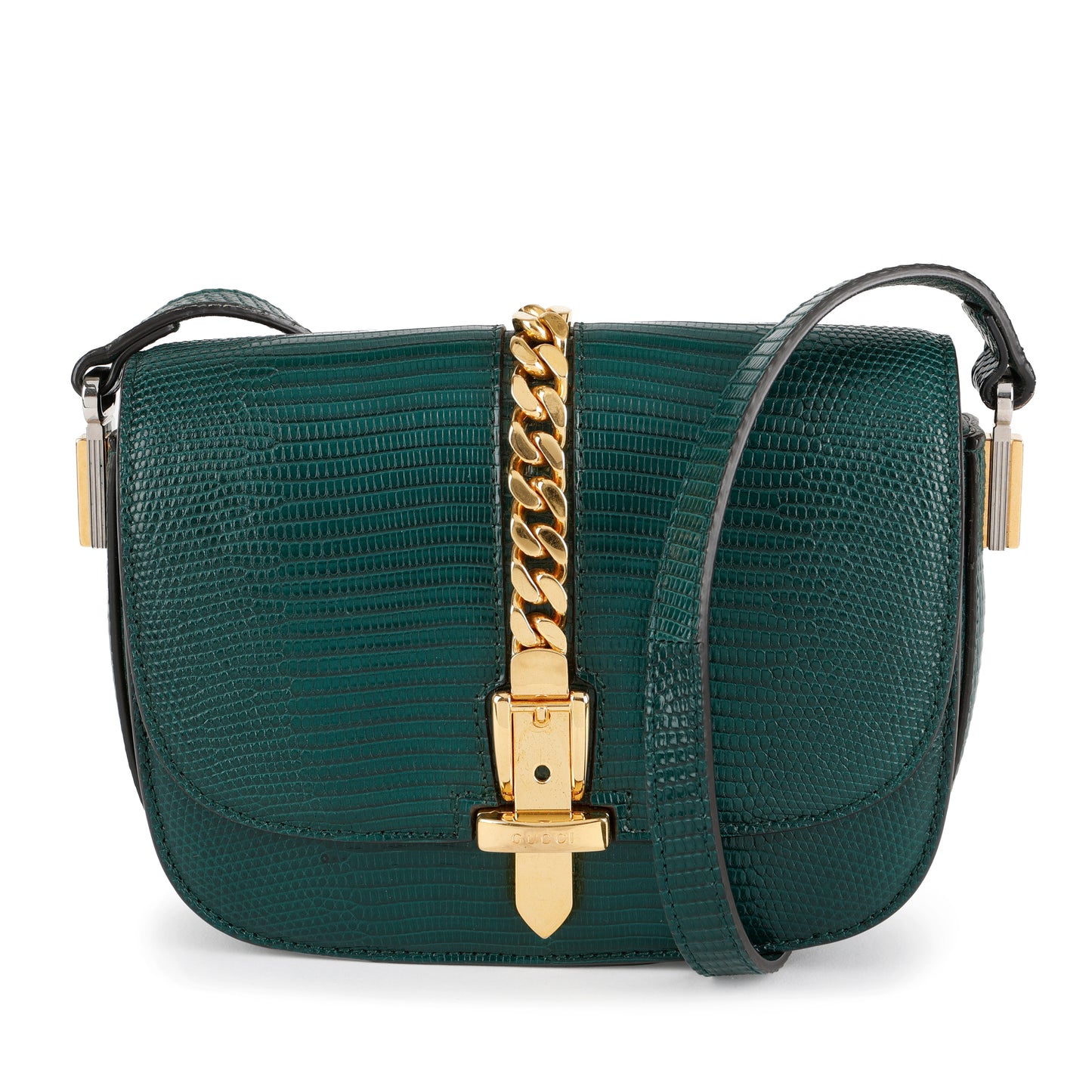 Small Sylvie 1969 Shoulder Bag, Green Lizard
