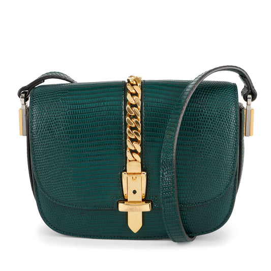 Small Sylvie 1969 Shoulder Bag, Green Lizard